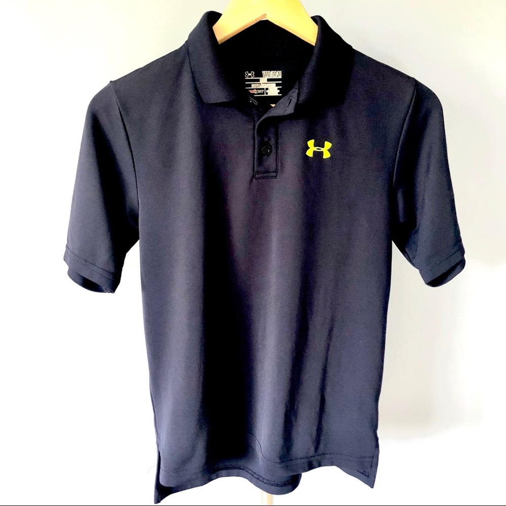 Under Armour Loose Fit Heatgear Navy Polo Youth M